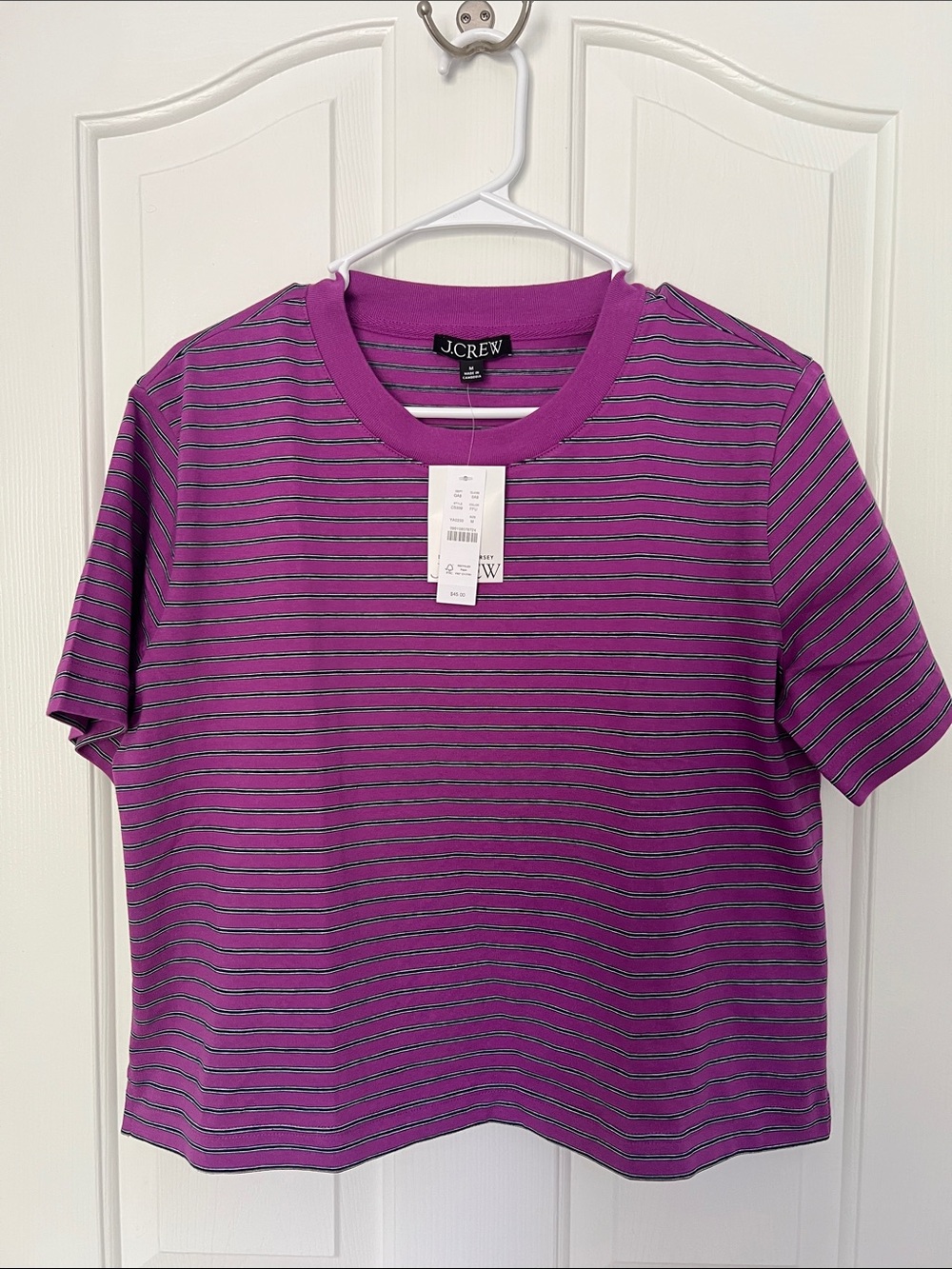 J. Crew Purple Striped Short Sleeve Tee